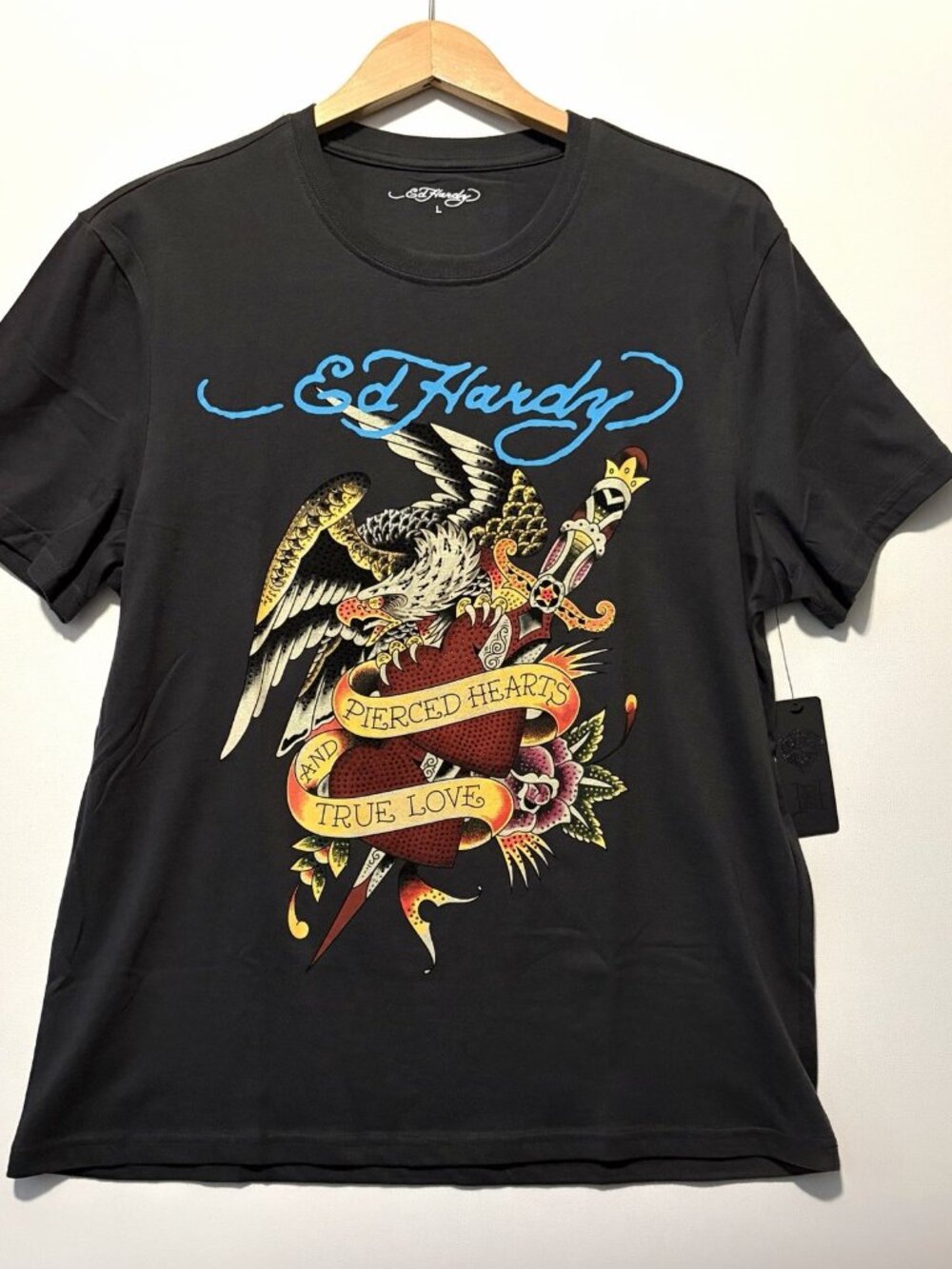 NWT Ed Hardy Eagle Dagger Tee Men's Short Sleeve Large Black T Shirt